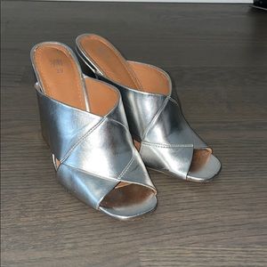 Silver heeled sandals